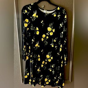 Black floral long sleeve dress
